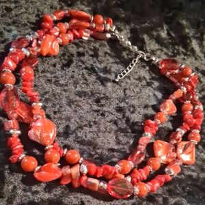 Premier Designs Red Coral Necklace 18+2